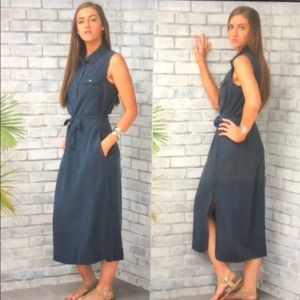Navy blue belted dress